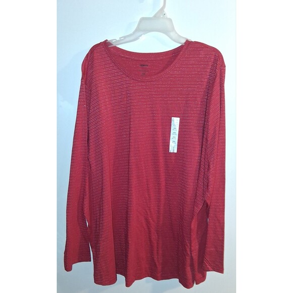 NWT Sonoma Red Stripe Long Sleeve Blouse Sz 4X - Picture 1 of 3